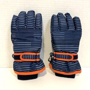 Thermolite Youth Snow Gloves Ski Snowboard Size YM Navy Blue Strip & Orange